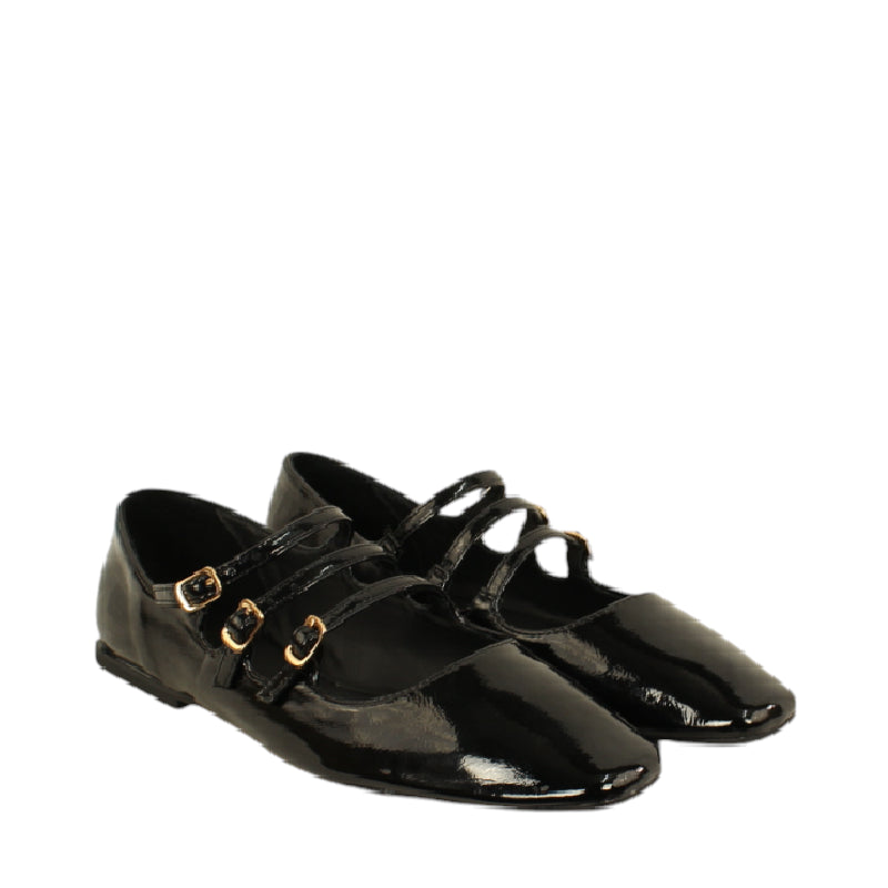 TOP 3 SHOES BAILARINA 3 HEBILLAS CHAROL SA24672 NEGRO