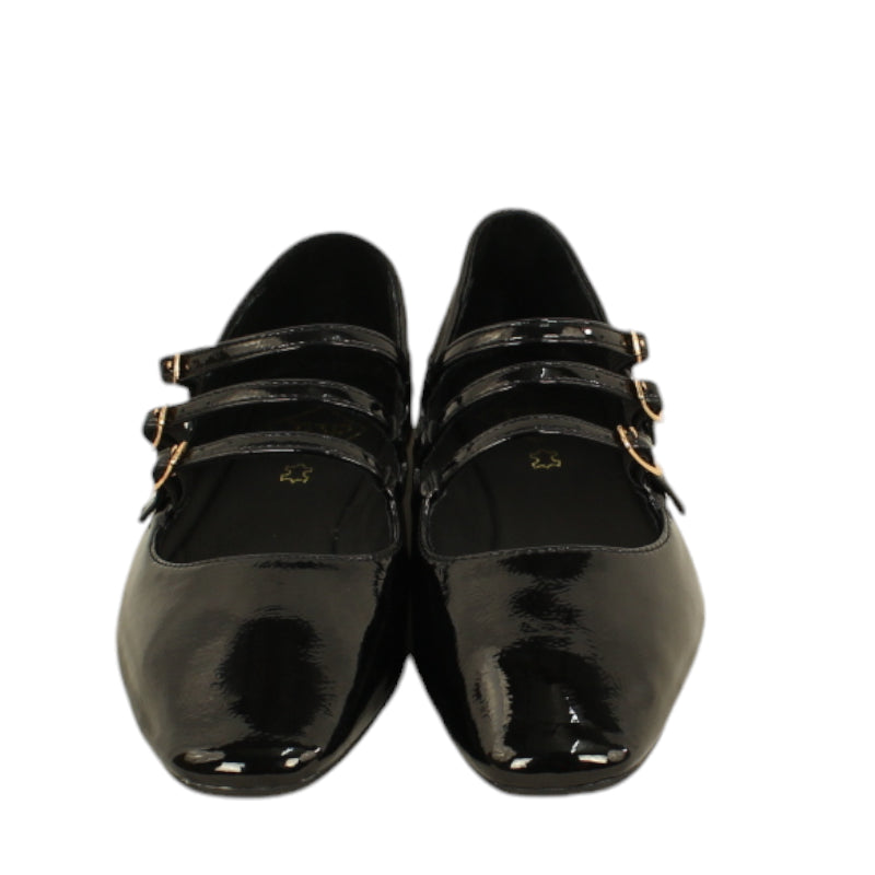 TOP 3 SHOES BAILARINA 3 HEBILLAS CHAROL SA24672 NEGRO